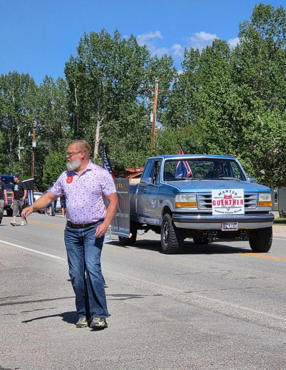 Klief walking in the Fourth of July parade in Big Piney