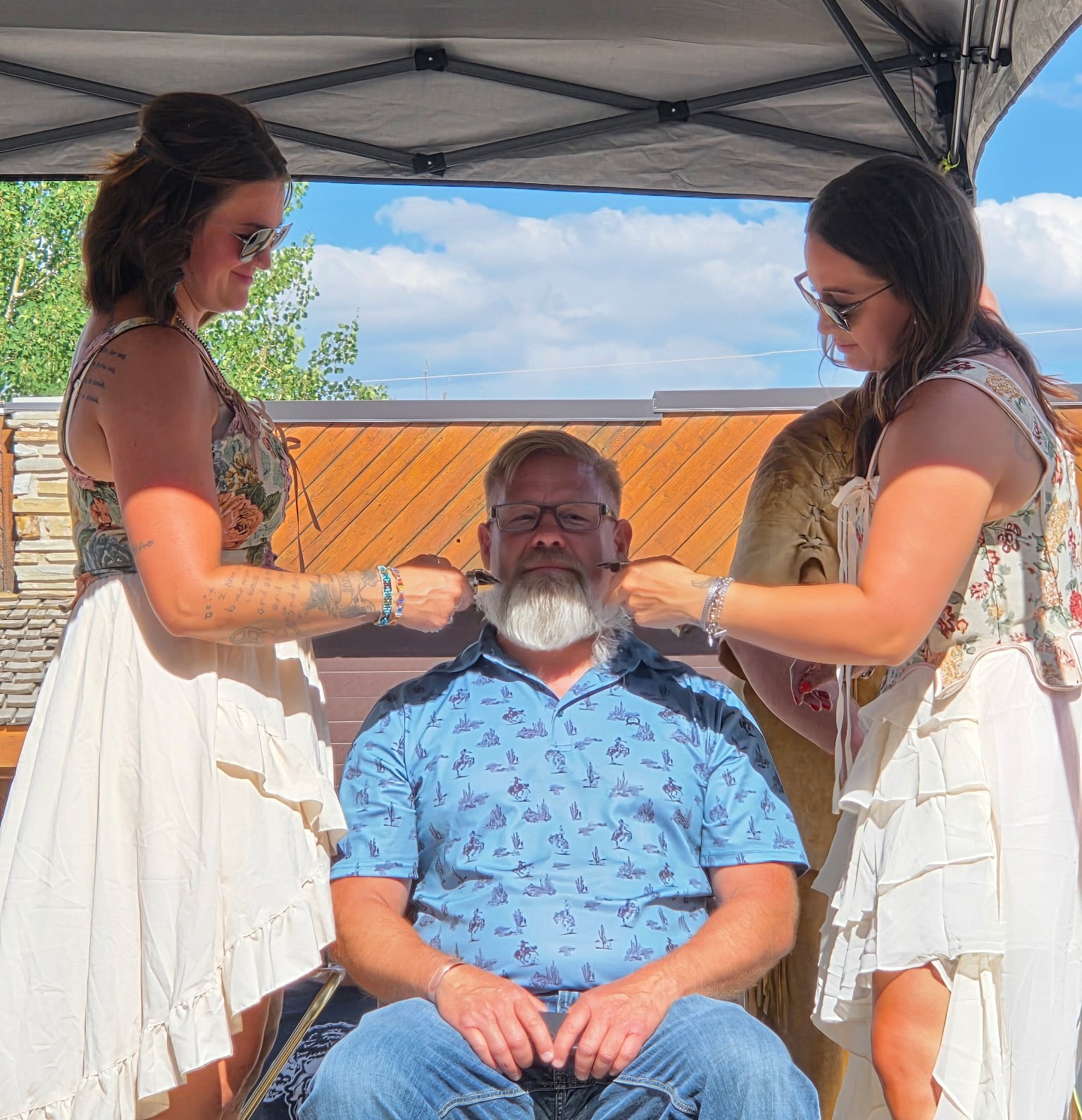 Klief getting his beard shaved at the Rendezvous Beard Shaving Contest